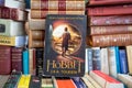 The Hobbit book by J.R.R. Tolkien at the flea market. Royalty Free Stock Photo