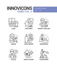 Hobby and activities - line design style icons set