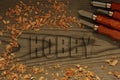 Hobby carved in wood with chisels Royalty Free Stock Photo