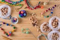 Hobby, crafting, creativity, time at home. Making baby beads activity