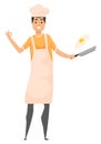 Hobby Culinary, Man Cooking, Frying Egg Vector