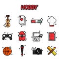 Hobby flat icons set