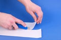 Hobby knife cutting paper Royalty Free Stock Photo
