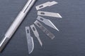 Hobby Knife Set for cutting wood, paper, plastic and cloth on gray stone