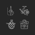 Hobby and leisure activities chalk white icons set on black background Royalty Free Stock Photo