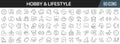 Hobby and lifestyle line icons collection. Big UI icon set in a flat design. Thin outline icons pack. Vector illustration EPS10 Royalty Free Stock Photo