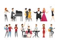 Hobby of Musician People Set Vector Illustration