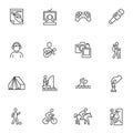 Hobby and recreation line icons set