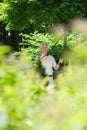 Hobbyist gardener in the garden Royalty Free Stock Photo