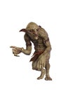 Hobgoblin fantasy creature creeping stealthily. 3d illustration isolated on white background