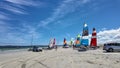 Hobi cats wait to launch from the beach at Langebaan west coast South Africa.