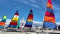 Hobi cats wait to launch from the beach at Langebaan west coast South Africa.