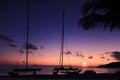 Hobie cat or catamaran on the beach at beautiful sunrise early morning Royalty Free Stock Photo