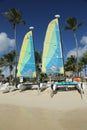 Hobie Cat catamaran ready for tourists at Playa Bayahibe Beach in La Romana