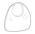 Hobo Bag silhouette. Fashion accessory technical illustration. Vector satchel front 3-4 view for Men, women, unisex