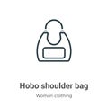 Hobo shoulder bag outline vector icon. Thin line black hobo shoulder bag icon, flat vector simple element illustration from Royalty Free Stock Photo