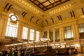 Hoboken, NJ / United States - March 3, 2020: Landscape view of the interior of the historic Hoboken Terminal. Built in 1907, it