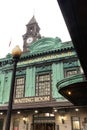 Hoboken, NJ / United States - March 3, 2020: Vertical view of the historic Hoboken Terminal. Built in 1907, it is a major transit