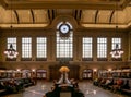 Landscape interior view of the Beaux-Arts style Hoboken Terminal, built it in 1907 by architect