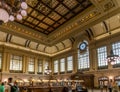 Landscape interior view of the Beaux-Arts style Hoboken Terminal, built it in 1907 by architect