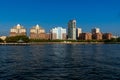 Landscape view of HobokenÃ¢â¬â¢s skyline, Hoboken Riverside Park and Pier A Park along the Hudson