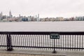 Hoboken, United States - April 19th, 2020 - Sign on the Hoboken Waterfront outlines the new social distancing guidelines