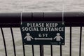 Hoboken, United States - April 19th, 2020 - Sign on the Hoboken Waterfront outlines the new social distancing guidelines