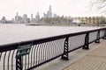 Hoboken, United States - April 19th, 2020 - Sign on the Hoboken Waterfront outlines the new social distancing guidelines