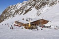 Traditional Wurmkogl Austrian restaurant in snowy Hochgurgl ski resort Royalty Free Stock Photo