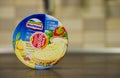 Hochland cream cheese mix in a box with a sticker informing about winning chance of much money