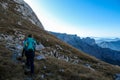 Hochschwab - A panoramic capture of woman hiking in Alps