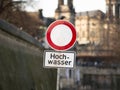 Hochwasser (Flood) Sign in Dresden, Germany