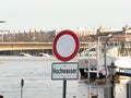 Hochwasser (Flooding) Sign in Dresden, Germany
