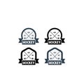 Hockey badge logo set design template