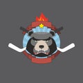 Hockey bear emblem. Vector illustration