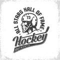 Hockey black and white retro logo