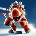Hockey Carnotaur A carnotaurus in full hockey gear, scoring a goal Royalty Free Stock Photo