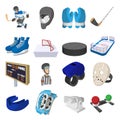 Hockey cartoon icons set