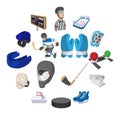 Hockey cartoon icons set