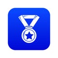 Hockey champion medal icon blue vector