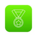 Hockey champion medal icon green vector