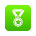 Hockey champion medal icon green vector