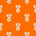 Hockey champion medal pattern vector orange