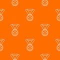 Hockey champion medal pattern vector orange