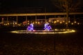 Hockey Christmas light at night. Merry Mile. Royalty Free Stock Photo