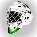 Hockey goalie helmet - white and green color. Generative AI Royalty Free Stock Photo