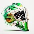 Hockey goalie helmet - white and green color. Generative AI Royalty Free Stock Photo