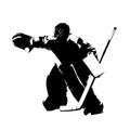 Hockey goalie, isolated vector silhouette. Goalkeeper, ice hockey logo, pen drawing Royalty Free Stock Photo