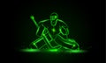 Hockey goalie, Vector neon illustration. Royalty Free Stock Photo