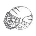 Hockey Helmet with mask. Side view. Sports Vector illustration isolated on white background. Ice hockey sports equipment Royalty Free Stock Photo